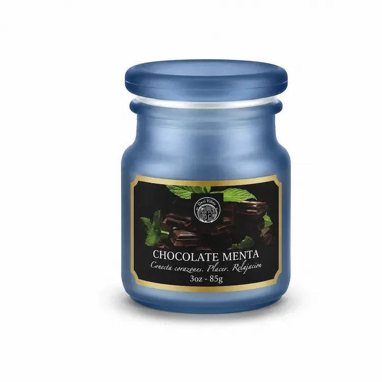 Vela Aromática Chocolate Menta 85g en Frasco de Vidrio Desi Vibes