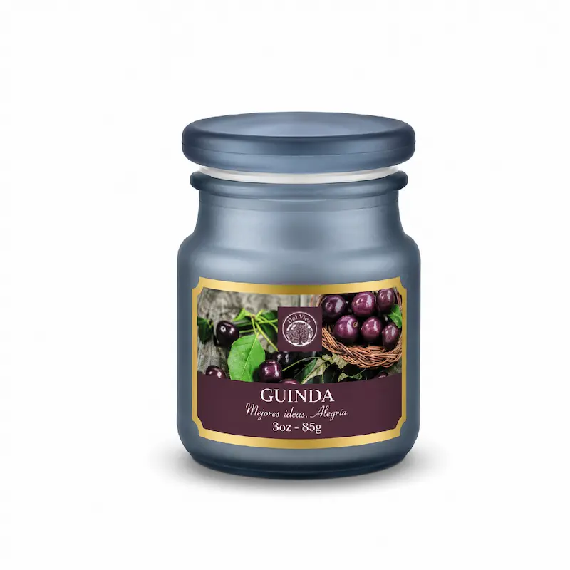 Vela Aromática Guinda 85g en Frasco de Vidrio Desi Vibes