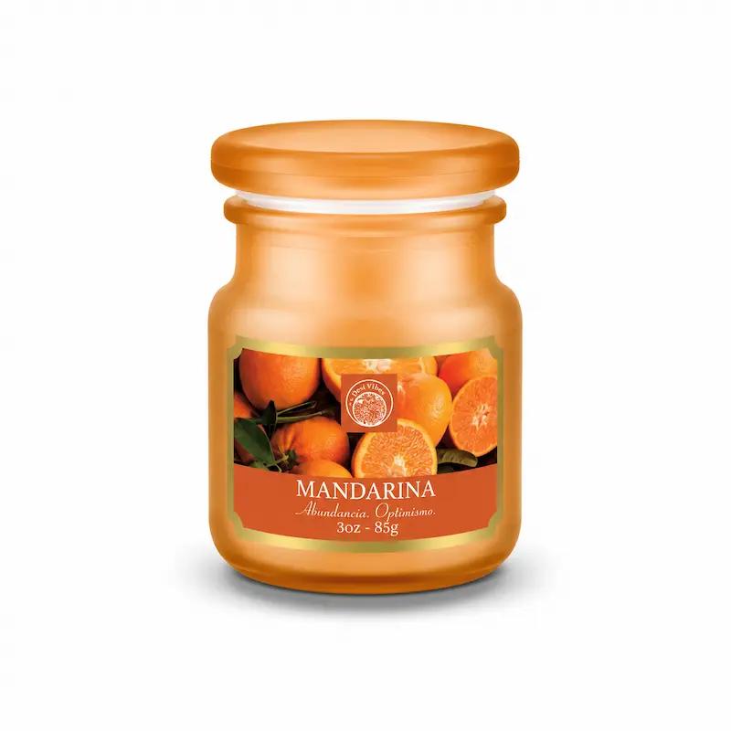 Vela Aromática Mandarina 85g en Frasco de Vidrio Desi Vibes