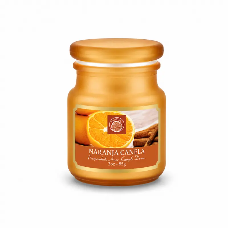 Vela Aromática Naranja Canela 85g en Frasco de Vidrio Desi Vibes