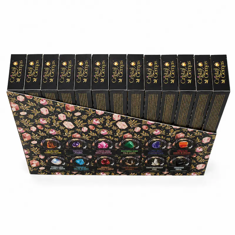 Incienso Rosa Silvestre con Cuarzo Rosa - Gemas Desi Vibes 4 Caja de 12 inciensos de la linea Gemas Desi Vibes
