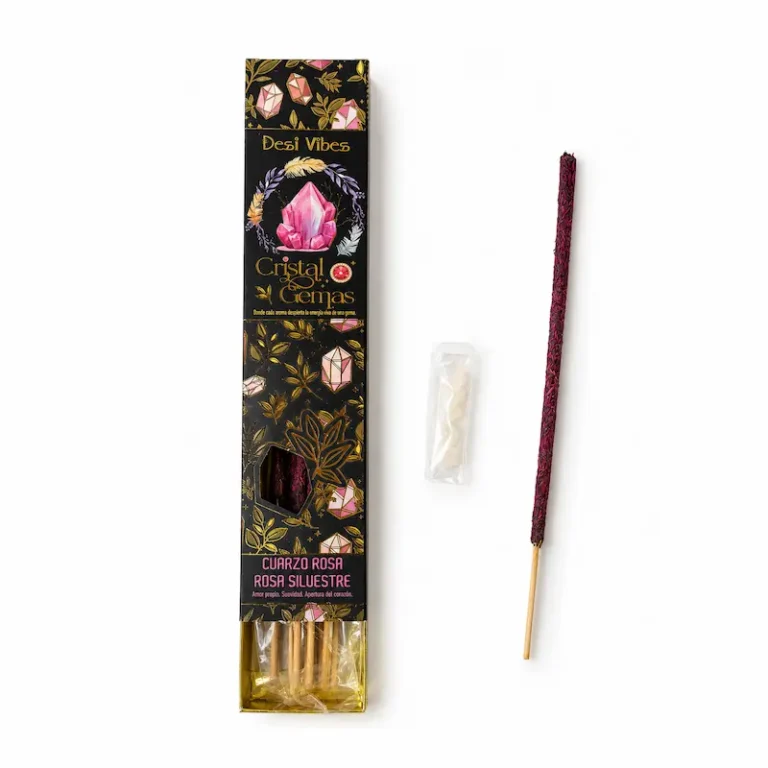 Cajita de Incienso Rosa Silvestre con Cuarzo Rosa - Desi Vibes
