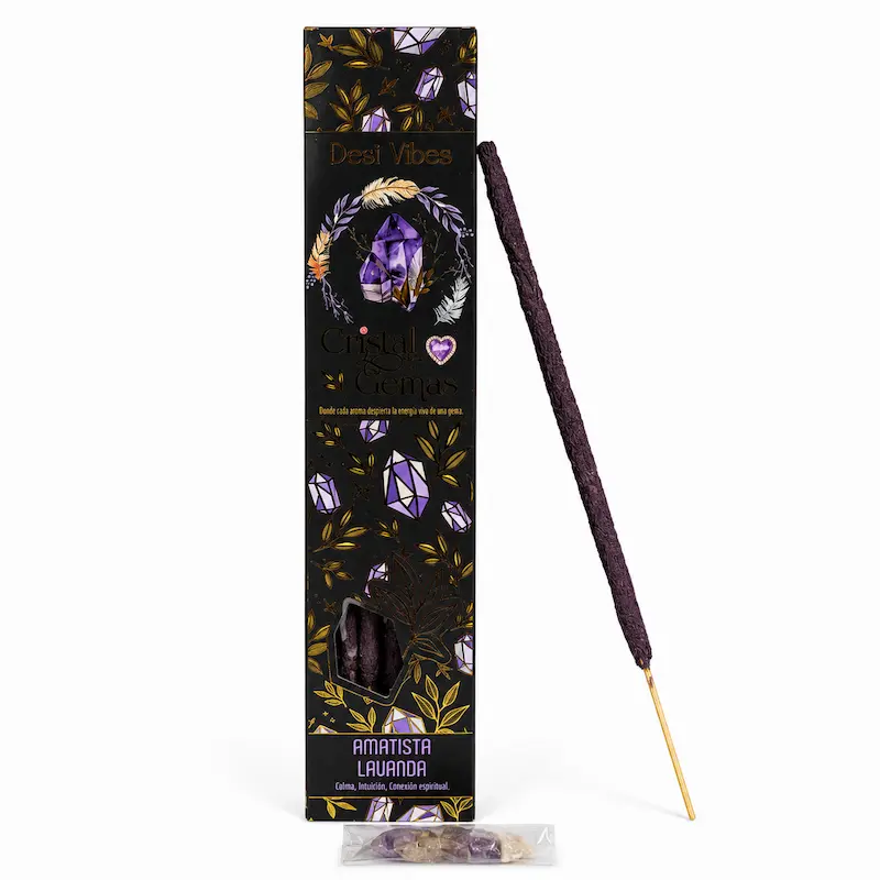 Incienso Lavanda con Amatista - Gemas Desi Vibes