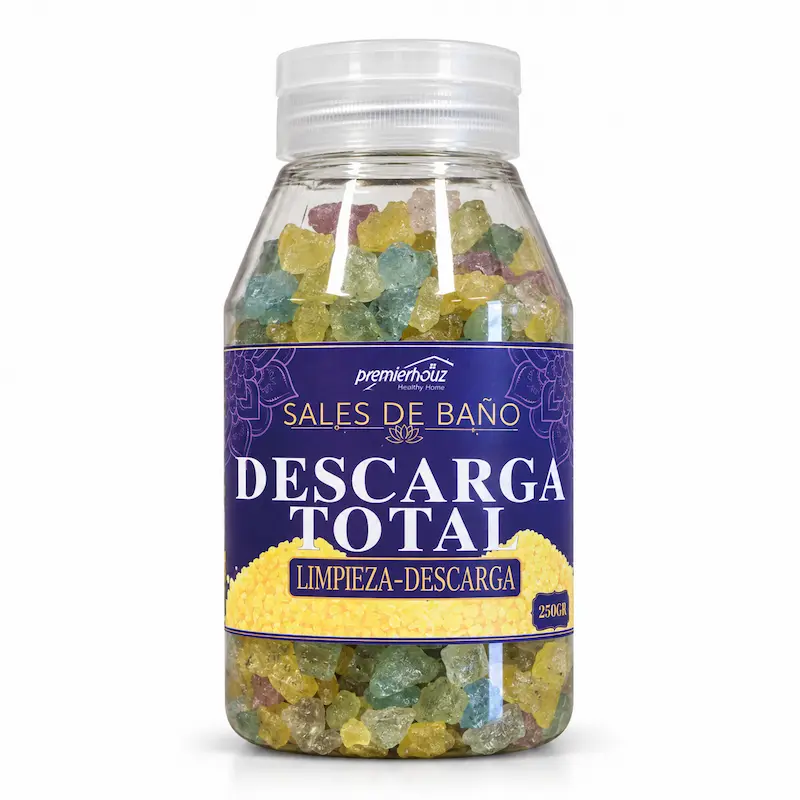 Imagen de envase de las Sales de Baño Descarga Total para la limpieza en formato de 250 gramos