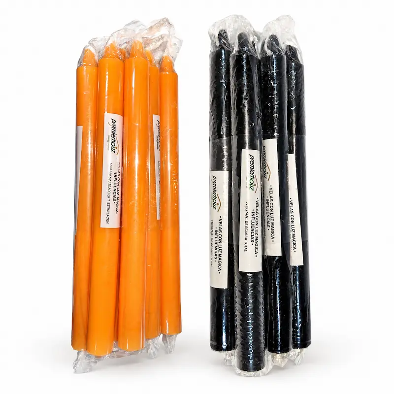 Pack Velas Halloween - 10 velas naranjas + 10 velas negras